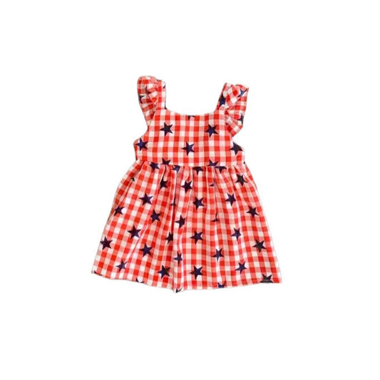 Baby Girls 4th Of July Stars Straps Knee Length Dresses preorder (moq 5)