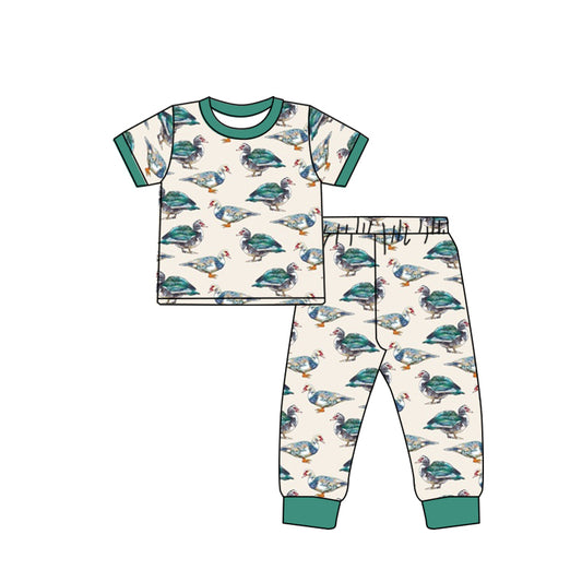 Baby Boys Ducks Green Top Pants Pajamas Clothes Outfits Sets preorder(moq 5)