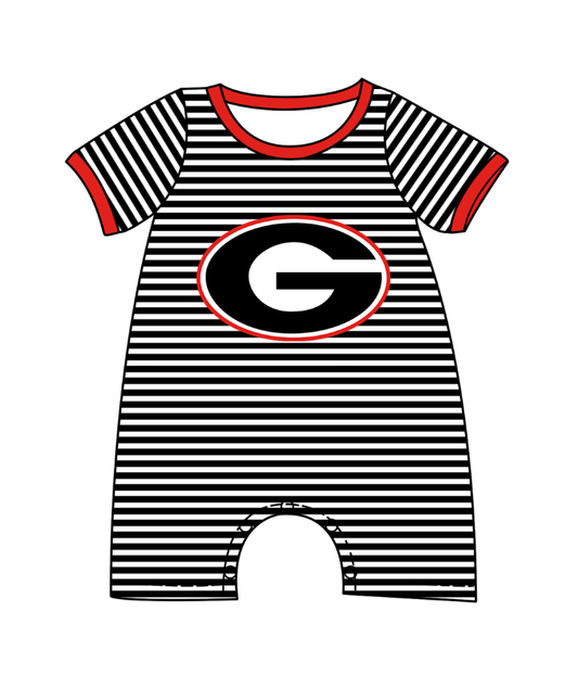 preorder(moq 5) Baby Boys Short Sleeve Black Stripe G Team Rompers