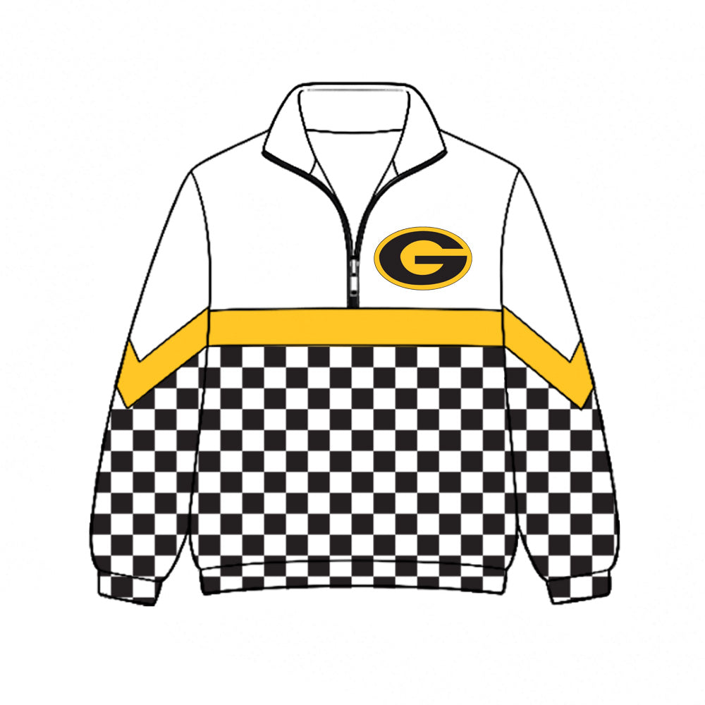 Preorder (moq 5)Baby Boys Black Polka Dots G Team Zip Pullovers Top