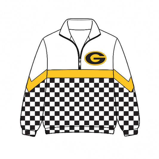Preorder (moq 5)Baby Boys Black Polka Dots G Team Zip Pullovers Top