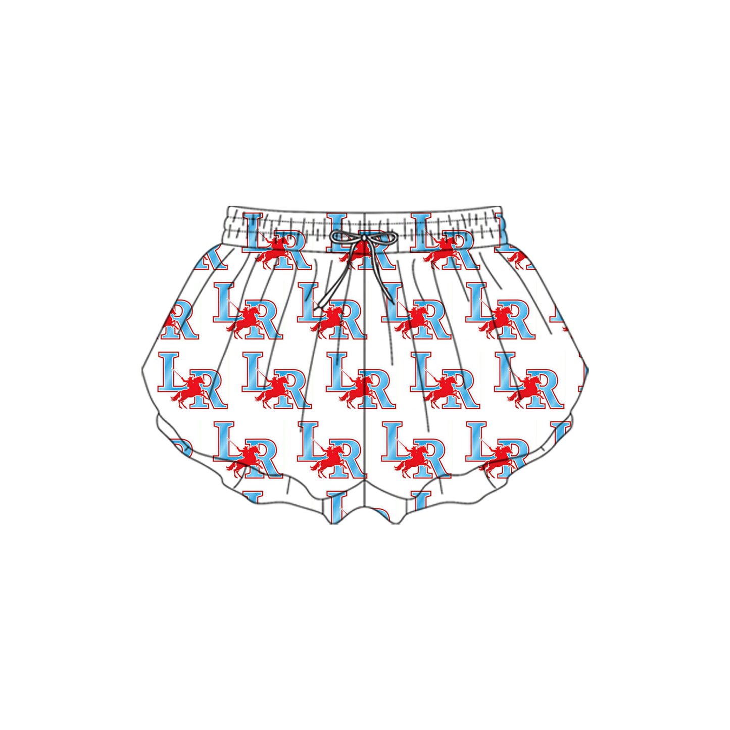 Preorder(moq 5) Baby Girls white LR Yoga Team Ruffle Shorts