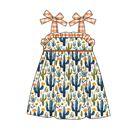 Baby Girls Cactus Western Straps Knee Length Dresses preorder(moq 5)