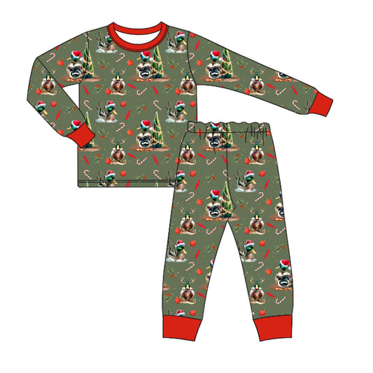 Baby Boys Christmas Ducks Hunting Top Pants Pajamas Clothes Sets preorder(MOQ 5)