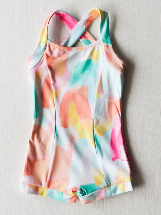 Baby Girls Colorful Tie Dye Straps Swimsuits Preorder (moq 5)