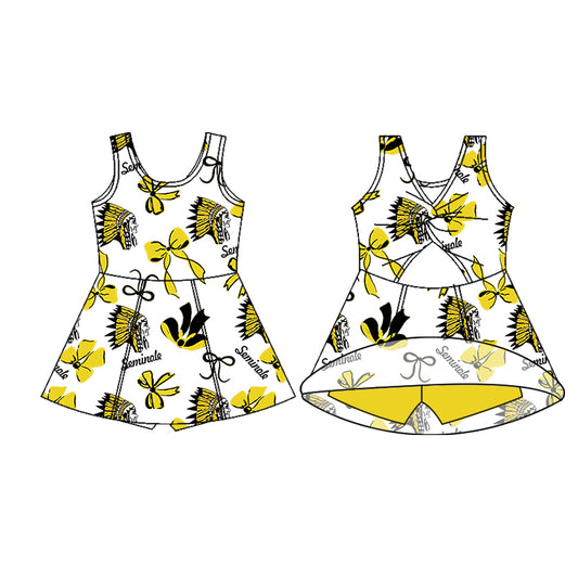 Preorder (moq 5)Baby Girls Seminole Indians Team Knee Length Dresses