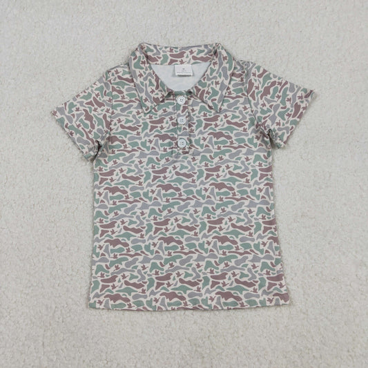 Baby Boys Short Sleeves Ducks Camo Hunting Button Polo Shirts Top