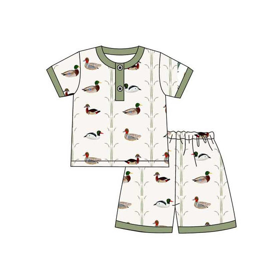 Baby Boys Mallard Ducks Shirts Top Ruffle Shorts Pajamas Sets preorder(MOQ 5)