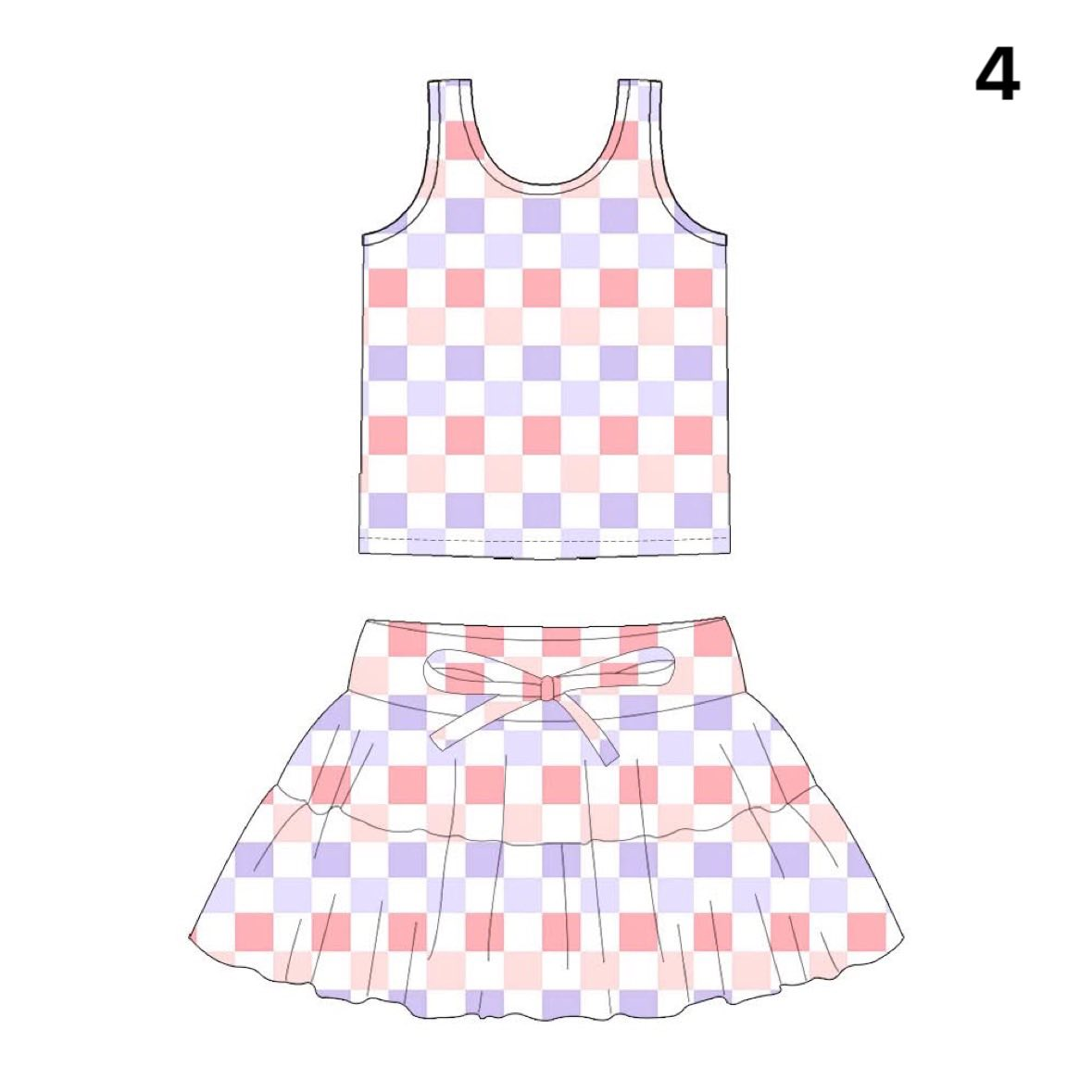 Preorder (moq 5)Baby Girls Colorful Checked Vests Top Skirt Shorts Clothes Sets