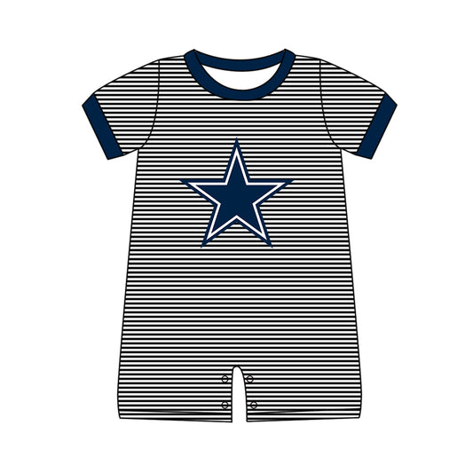 Preorder (moq 5)Baby Boys Short Sleeve Dallas Cowboys Team Black Stripe Rompers