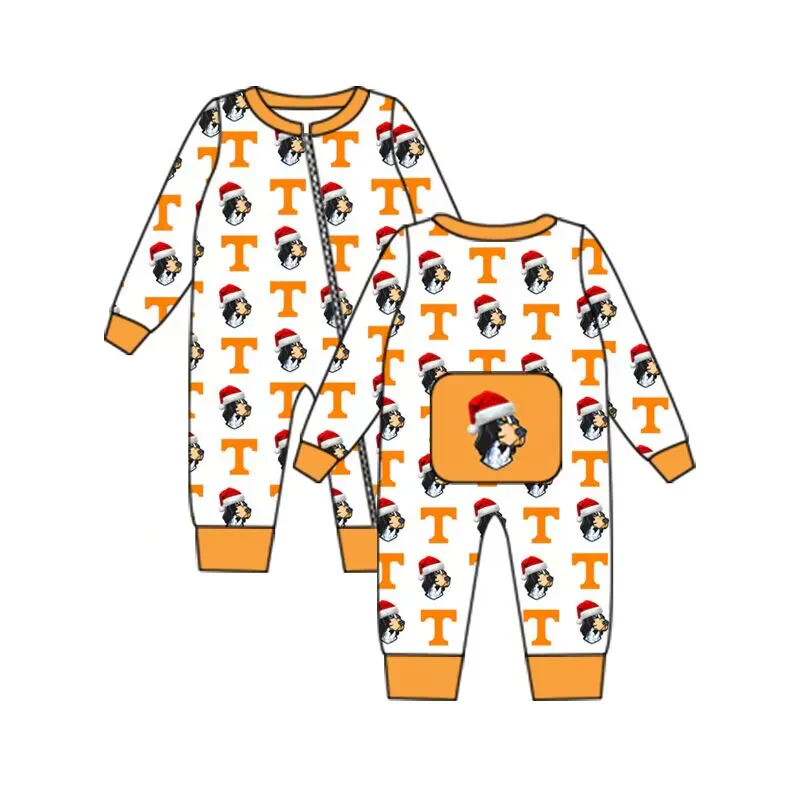 Preorder moq 5 Baby Boys Long Sleeves T Plaid Hat Dogs Team Zipper Rompers
