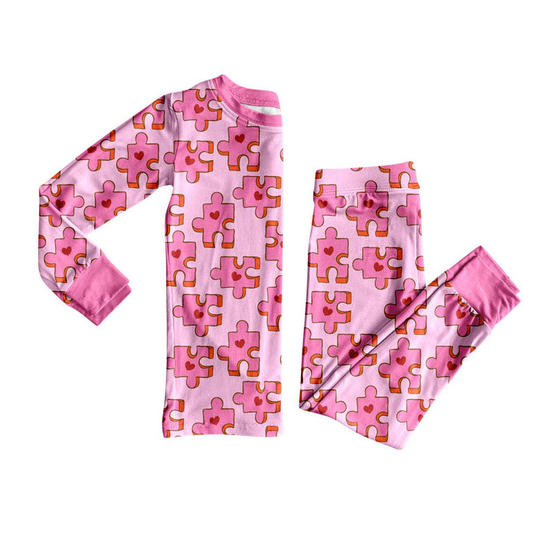 Preorder (moq 5) Baby Girl Deer Head Floral Print Long Sleeve Cuff Pajama Set