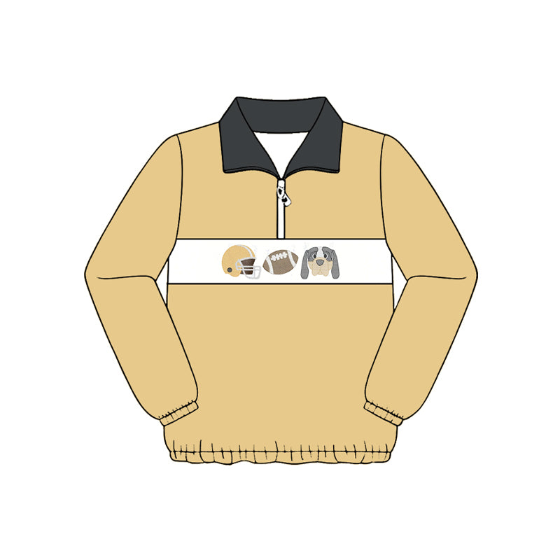 Preorder (moq 5)Baby Boys Khaki Footballs Tennessee Vols Team Zip Pullovers Top