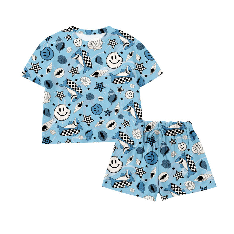 Preorder (moq 5)Baby Boys Short Sleeve Sea World Top Shorts Clothes Sets
