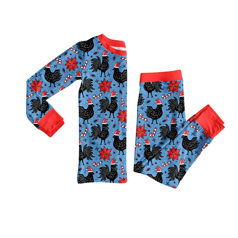 Preorder (moq 5)Baby Girls Christmas Hats Chicks Top Pant Pajamas Set