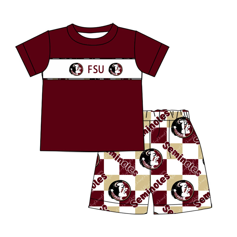 Preorder (moq 5)Baby Boys Seminoles FSU Top shorts clothes sets