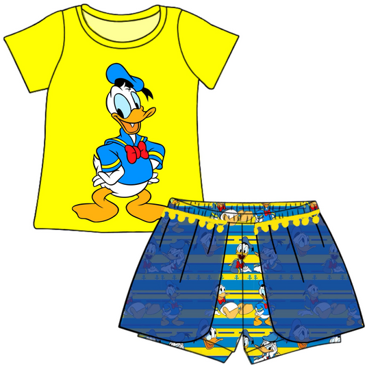 Baby Girls Duck Cartoon Shirt Shorts Summer Clothes Sets preorder (moq 5)