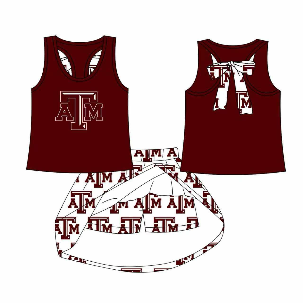 Preorder (moq 5)Baby Girls ATM Team Sleeveless Top Skort Set