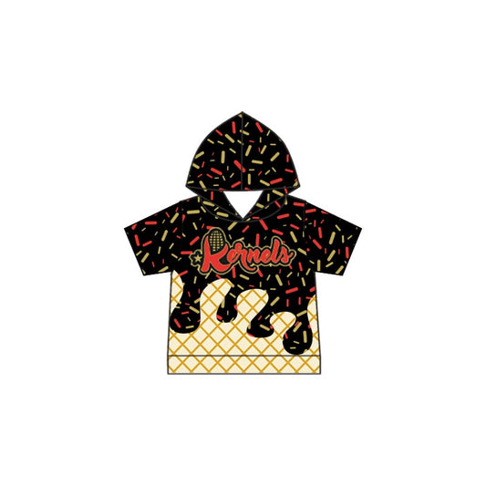 Preorder (moq 5)Baby Boys Short Sleeves Black Corn Kernels Team Hoodies Top