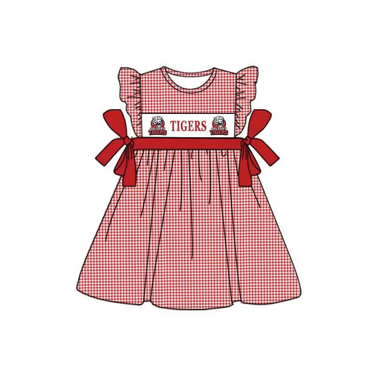 Baby Girls Tigers Bows Knee Length Dresses Preorder(moq 5)