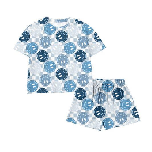 Preorder (moq 5)Baby Boys Short Sleeve Smiles Checked Top Shorts Clothes Sets