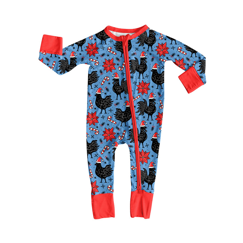 Preorder(moq 5)Baby Infant Boys Christmas Hats Chicks Plaid Zipper Rompers