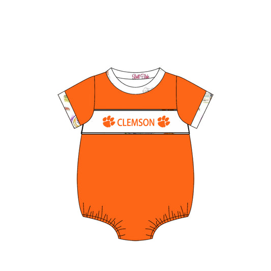 Preorder(moq 5)Baby Infant Boys Clemson Team Rompers