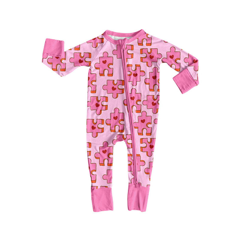 Preorder (moq 5) Baby Girl Mardi Gras Gift Box Bow Print Long Sleeve Zipper Baby Romper（副本）