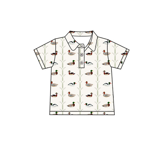 Preorder (moq 5)Baby Boys Short Sleeves Button Ducks Stripe Polo Shirts Top