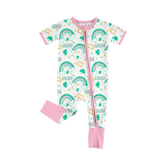 Baby Girls St Patrick Day Lcky Rainbow Rompers preorder(moq 5)