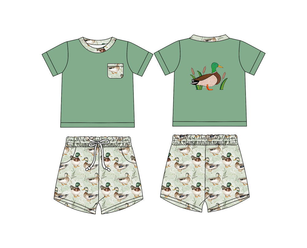 Preorder (moq 5)Baby Boys Ducks Mallard Top Shorts Clothes Sets