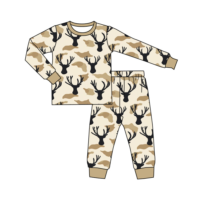 Baby Boys Hunting Camo Deer Top Pants Pajamas Clothes Sets preorder(MOQ 5)