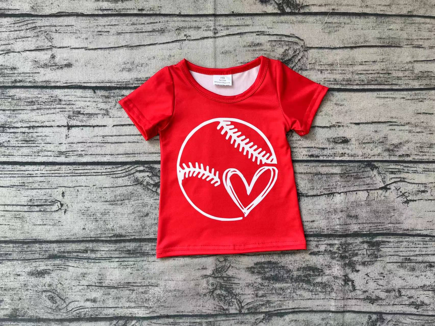 Baby Girls Baseball Red Short Sleeve Tee Shirts Tops