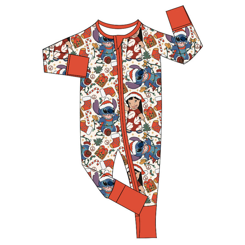 Baby Infant Boys Christmas blue animal Zip Rompers preorder(moq 5)