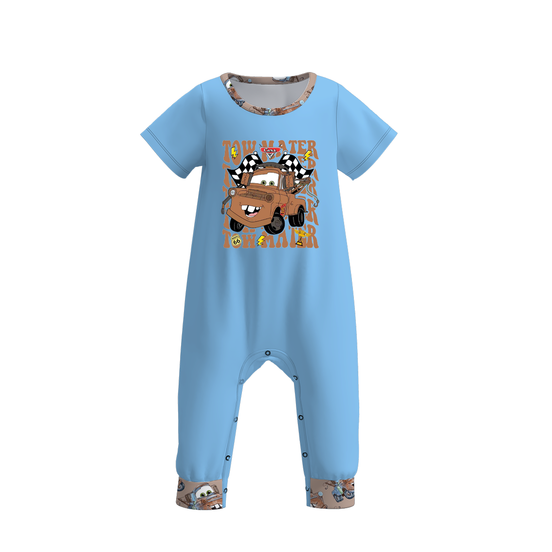 Baby Boys Racing Blue Cars Short Sleeve Rompers preorder(moq 5)