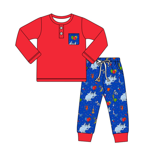 Baby Boys Red Elephant Dr Reading Top Pants Clothes Sets preorder(MOQ 5)