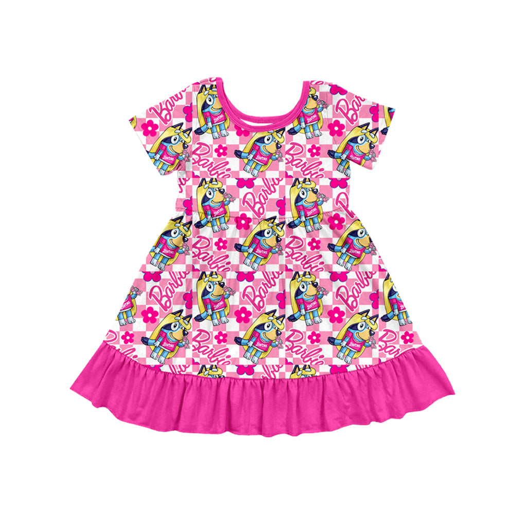 Baby Girls Doll Flowers Dogs Ruffle Knee Length Dresses preorder(MOQ 5)