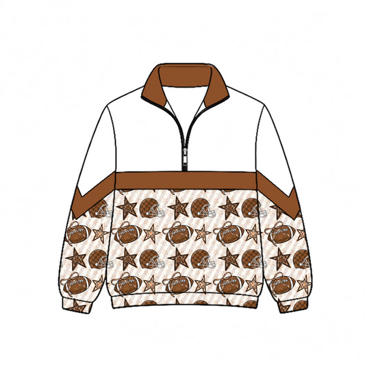 Preorder (moq 5)Baby Boys Footballs Stars Team Zip Pullovers Top