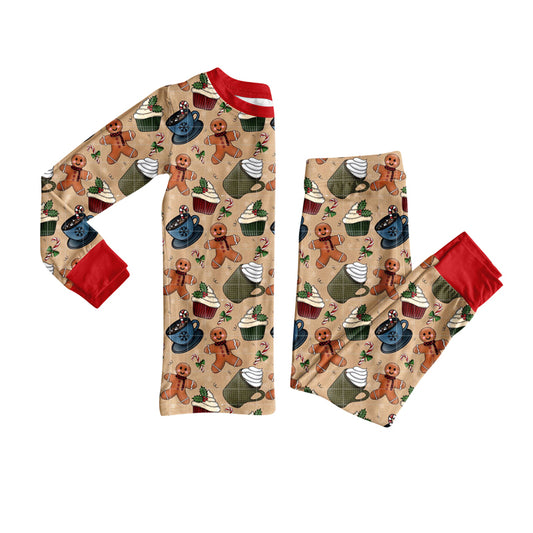 Preorder (moq 20)Baby Girls Bamboo Christmas Gingerbread Cakes Pajamas Sets
