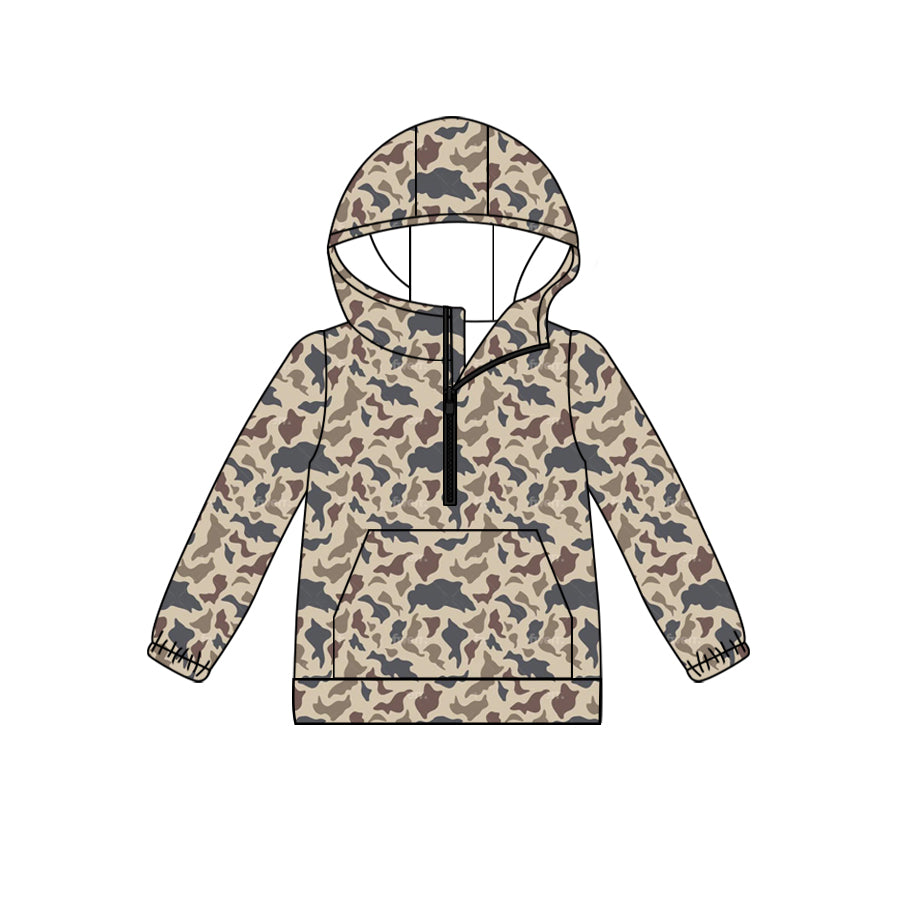 Preorder(moq 5) Adult Women Dark Grey Camouflage Long Sleeve Hooded Hoodie Tops