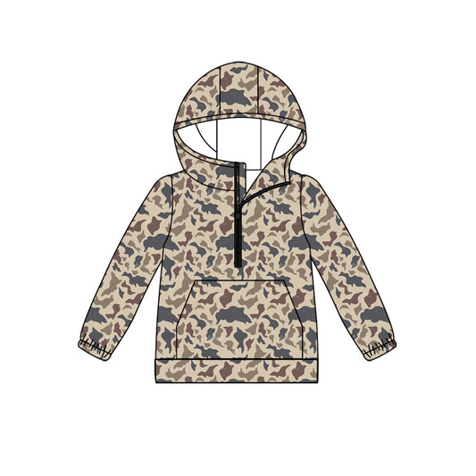 Preorder(moq 5) Adult Women Dark Grey Camouflage Long Sleeve Hooded Hoodie Tops