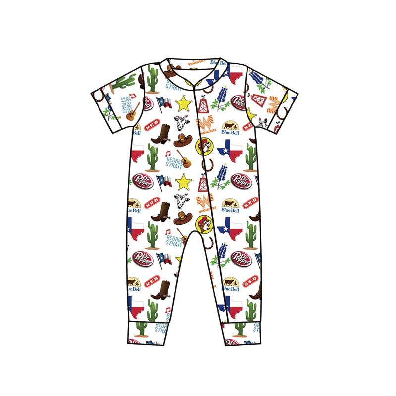 Baby Kids Texas Zip Short Sleeve Sleepers Rompers preorder(moq 5)