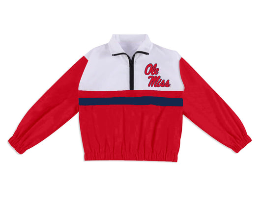 Preorder (moq 5)Baby Boys Long Sleeve Ole Miss Team Zip Pullovers Tops