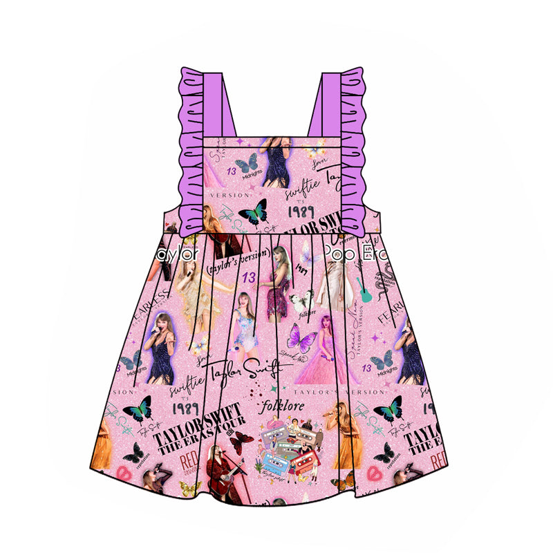 Preorder (moq 5)Baby Girls Singer Purple 1989 Knee Length Dresses