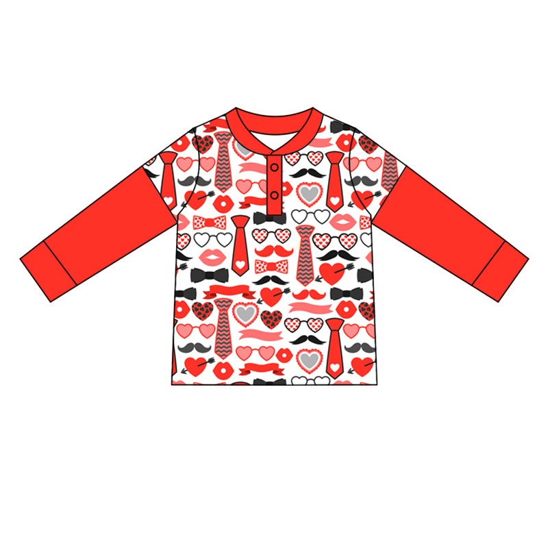 Baby Boys Red Valentines Tool Long Sleeve Shirts preorder(MOQ 5)