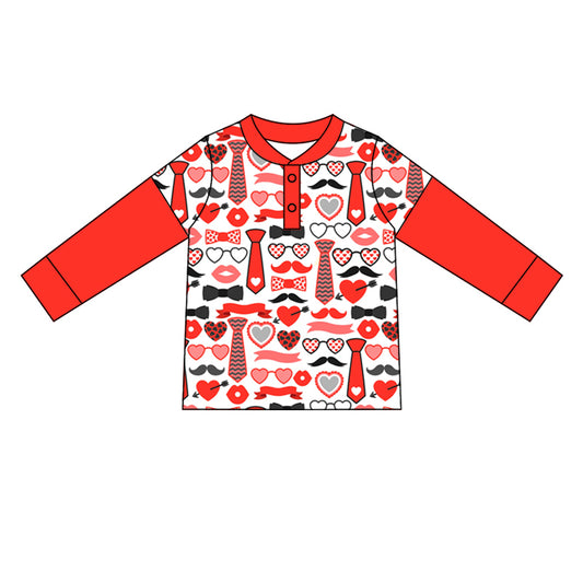 Baby Boys Red Valentines Tool Long Sleeve Shirts preorder(MOQ 5)