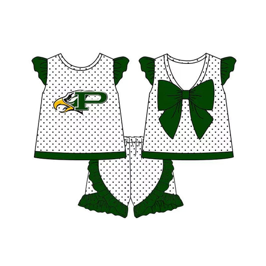 Baby Girls Eagles Teams Bows Tunic Ruffle Shorts Clothes Sets Preorder(moq 5)