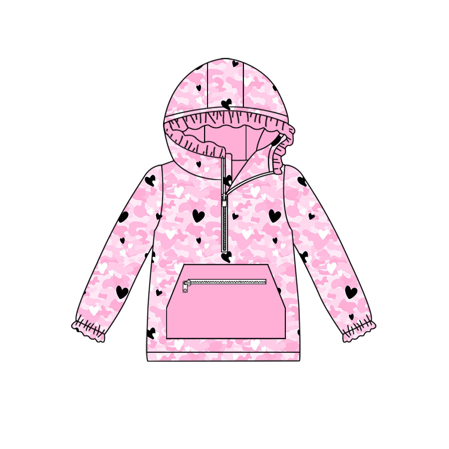 Baby Girls Pink Camo Hearts Hooded Top preorder(MOQ 5)