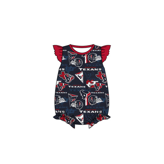 Infant Baby Girls Texans Team Red Buttons Rompers preorder(moq 5)