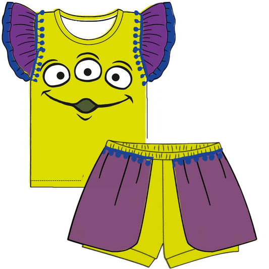 Baby Girls Eyes Monster Shirt Shorts Summer Clothes Sets preorder (moq 5)